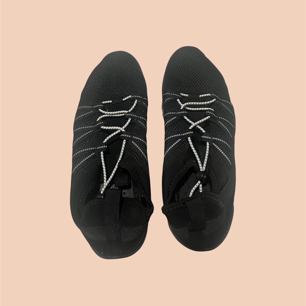 Target Black Slip-On Knit Sneakers with Reflective Laces